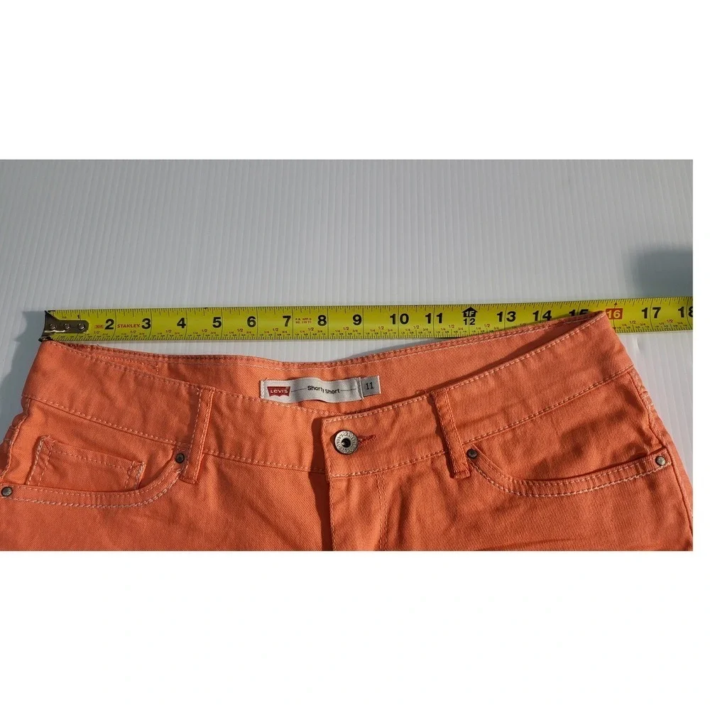 Y2K Levi's Orange Denim Shorts Cuffed Hem Casual Summer Size 11